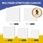 FUMILE Stretched Canvas for Painting Multi 5 Pack Square Canvas 4x4,6x6,8x8,10x10,12x12(1 of Each), Cotton Primed Acid Free Blank Canvases for Oil Paint, Acrylic Paint, Gouache and Tempera.