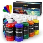 Magicfly Bulk Acrylic Paint 280ml, 14 Rich Pigment Colors 9.47oz Bottle Set, Painting Supplies Craft Paints for Artists or Beginners on Canvas Wood Clay Fabric Ceramic