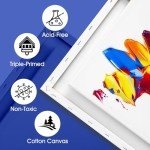 FUMILE Stretched Canvas for Painting Multi 5 Pack Square Canvas 4x4,6x6,8x8,10x10,12x12(1 of Each), Cotton Primed Acid Free Blank Canvases for Oil Paint, Acrylic Paint, Gouache and Tempera.