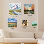 FUMILE Stretched Canvas for Painting Multi 5 Pack Square Canvas 4x4,6x6,8x8,10x10,12x12(1 of Each), Cotton Primed Acid Free Blank Canvases for Oil Paint, Acrylic Paint, Gouache and Tempera.