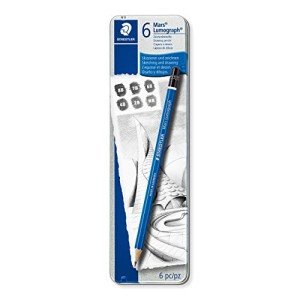 STAEDTLER Lumograph Graphite Drawing and Sketching Pencils 100G6, Set of 6 Degrees in an Attractive Storage Tin (100G6)