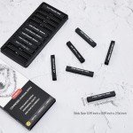 PANDAFLY Compressed Charcoal Sticks, 12 Pieces (Soft, Medium, Hard) Square Vine Charcoal Sticks for Drawing, Sketching, Shading, Charcoal Drawing Set for Beginners & Pro Artists