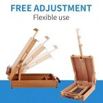 Falling in Art Wooden Tabletop Easel, Solid Wood Sketchbox Desktop Easel for Painting, Portable Art Drawing Easel for Beginners and Professionals