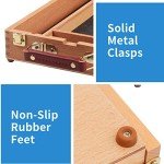 Falling in Art Wooden Tabletop Easel, Solid Wood Sketchbox Desktop Easel for Painting, Portable Art Drawing Easel for Beginners and Professionals