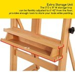 MEEDEN Studio H-Frame Easel with Storage Tray, Solid Beech Wood Artist Painting Easel, Best Wooden Floor Easel, Holds Canvas Art up to 48"