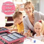 Art Supplies, Vigorfun Deluxe Wooden Art Set Crafts Drawing Painting Kit with 2 Sketch Pads, Oil Pastels, Acrylic, Watercolor Paints, Creative Gifts Box for Adults Artist Kids Teens Girls (Pink)