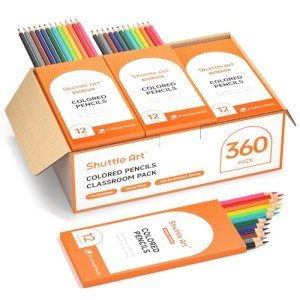 Shuttle Art 360 PCS Colored Pencils Bulk, 12 Assorted Colors, Pack of 30, Break-resistant, Pre-sharpened Colored Pencils for Kids, Bulk Pack School Supplies for Teachers & Students