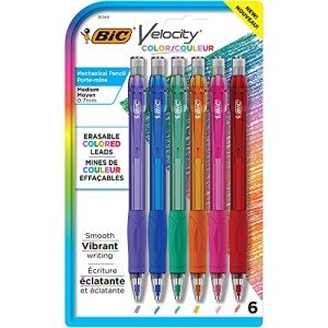 BIC Velocity Colored Lead Mechanical Pencils, Assorted Colors, 6-Pack, Colored Pencils for Classrooms and School Supplies