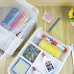 Creahaus 17 Quart Plastic Storage Box with Removable Tray Durable Craft Organizers and Storage Stackable Storage Container for Organizing Bead, Art, Sewing, Playdoh (Clear)