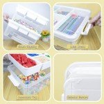Creahaus 17 Quart Plastic Storage Box with Removable Tray Durable Craft Organizers and Storage Stackable Storage Container for Organizing Bead, Art, Sewing, Playdoh (Clear)
