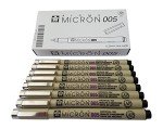 Sakura Pigma Micron pen 005 Black ink marker felt tip pen, Archival pigment ink, fine point for artist drawing pens - 8 pen set
