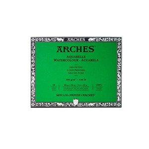 Arches Watercolor Block 8x10-inch Natural White 100% Cotton Paper - 20 Sheets of Arches Watercolor Paper 140 lb Cold Press - Arches Art Paper for Watercolor Gouache Ink Acrylic and More