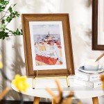 Leinuosen Metal Easel Stand 16.5" H x 8.7" W x 4.3" D Table Top Easel Stand for Display Tripod Art Picture Mirror Modern Plate Holder for Display Book Photo Wedding Sign(Gold)