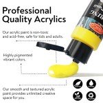 HissiCo 118PCS Acrylic Paint Set of 99 Colors 2fl oz 60ml Bottles with 12 Brushes 6 Paint Knives and Palette,Non Toxic Rich Pigment for Kids Adults Artists Canvas Crafts Wood Painting