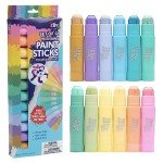 Idiy Tempera Paint Sticks (12 pack Pastel Colors)-For All Classroom Back to School Supplies Arts & Crafts Projects, Draw & Paint on Wood, Paper, Ceramic, Canvas! Quick Dry, Non-Toxic, Mess Free