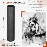 Gueevin 5 Pcs Jumbo Willow Charcoal Sticks 0.79-0.94 Inch Large Soft Willow Charcoal Chunky Drawing for Sketching Artist Supplies, Black