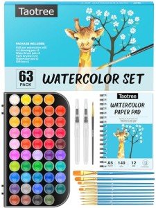Watercolor Paint Set, 48 Colors Watercolors Kit Water Colors with 10 Paint Brushes, Brush Pens, Palette, Drawing Pad, Art Crafts Painting Supplies, Gifts for Teens Girls Boys Kids Adults Artist