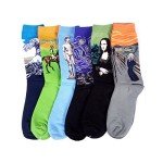 Famous Painting Art Printed Mens Dress Socks - HSELL Crazy Patterned Fun Crew Cotton Socks 6 Pack (C2), One Size