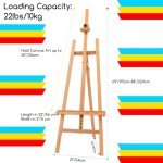 MEEDEN Large Basic Studio Easel: Hold Canvas up to 50'' Solid Beech Wood Artist Easel - Adjustable Height and Working Angles A-Frame Floor Painting Easel for Adults Artist Beginners Students