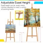 MEEDEN Large Basic Studio Easel: Hold Canvas up to 50'' Solid Beech Wood Artist Easel - Adjustable Height and Working Angles A-Frame Floor Painting Easel for Adults Artist Beginners Students