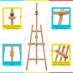 MEEDEN Large Basic Studio Easel: Hold Canvas up to 50'' Solid Beech Wood Artist Easel - Adjustable Height and Working Angles A-Frame Floor Painting Easel for Adults Artist Beginners Students