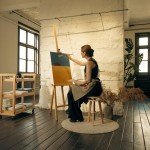 MEEDEN Large Basic Studio Easel: Hold Canvas up to 50'' Solid Beech Wood Artist Easel - Adjustable Height and Working Angles A-Frame Floor Painting Easel for Adults Artist Beginners Students