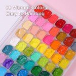 Gouache Paint Set, 56 Colors x 30ml Unique Jelly Cup Design in a Carrying Case, Gouache Paint Perfect for Artists, Students, and Beginners