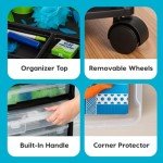 IRIS USA Fits 12" x 12" Paper, 6-Tier Scrapbook Movable Storage Cart with Organizer for Stationery Vinyl Tools Office Art and Craft Supplies, Yarn, Black Frame with 6 Clear Cases w/ Built in Handle