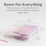 IRIS USA Fits 12" x 12" Paper, 6-Tier Scrapbook Movable Storage Cart with Organizer for Stationery Vinyl Tools Office Art and Craft Supplies, Yarn, Black Frame with 6 Clear Cases w/ Built in Handle