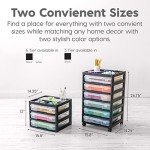 IRIS USA Fits 12" x 12" Paper, 6-Tier Scrapbook Movable Storage Cart with Organizer for Stationery Vinyl Tools Office Art and Craft Supplies, Yarn, Black Frame with 6 Clear Cases w/ Built in Handle