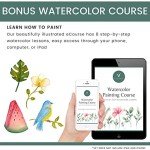 Watercolor Paint Set with 48 Premium Colors, 2 Artist Paint Brushes, 20-Sheet Paper Pad, Bonus Watercolor eBook