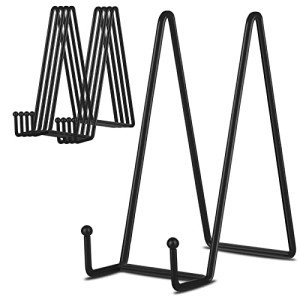 Decolore 8 Inch 5 Pack Black Metal Display Stands Plate Stand Plate Holder Display Stands for Picture, Decorative Plate, Book, Photo Easel, Artistic Work