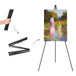 Easel Stand for Display, Aredy 63" Portable Painting Easel, Lightweight Metal Easels for Painting Canvas, Wedding Sign (2 Pack)