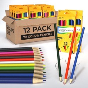 E-CLIPS USA Colored Pencils Bulk, Colored Pencils For Kids Or Adults, Map Coloring pencils, 12 Per Box, Box May Vary (12 Boxes)