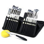 Transon Art Paint Brush Kit 16 Paint Brushes with Foam Brush Sponge Spatula and Brush Case for Oil, Acrylic, Watercolor, Gouache, Painting White