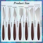 Honoson 7 Pieces Painting Knife Set Spatula Palette Knife Stainless Steel Drawing Scraper Oil Painting Accessories with Wood Handle for Art Acrylic Draw Color Mixing Supplies(Redwood Color)