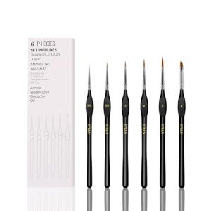6Pcs Micro Paint Brushes Set with Triangular Handles - for Acrylics, Oils, Watercolors & Paint by Number, Citadel, Figurine, 40k,Mandala Painting(Black)