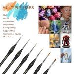 6Pcs Micro Paint Brushes Set with Triangular Handles - for Acrylics, Oils, Watercolors & Paint by Number, Citadel, Figurine, 40k，Mandala Painting(Black)