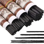 Gueevin 100 Pcs Willow Charcoal Sticks, Soft Black Drawing Charcoal for Sketching and Drawing Art Sketch Artists Supplies, 5.7 Inch in Length, 2-4, 4-5, 5-7 mm