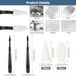 AGPTEK 48 PCS Sketch Drawing Tools, 20 Blending Stumps Set and 2 Sandpaper Pencil Sharpeners, Pencil Extension, Erasers,20 sponge replacement heads & 1 Felt Bag for Student Sketch Drawing Accessories
