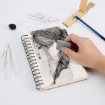 AGPTEK 48 PCS Sketch Drawing Tools, 20 Blending Stumps Set and 2 Sandpaper Pencil Sharpeners, Pencil Extension, Erasers,20 sponge replacement heads & 1 Felt Bag for Student Sketch Drawing Accessories