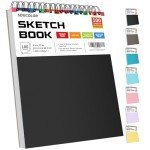 Soucolor 9" x 12" Sketch Book, 1-Pack 100 Sheets Spiral Bound Art Sketchbook, (68lb/100gsm) Acid Free Artist Drawing Book Paper Painting Drawing Writing Sketching Pad for Kids Adult Teens Girls Boys