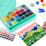 HIMI Gouache Paint Set, 48 Colors x 0.4oz, Twin Cup Jelly Design, bouns 3 Brushes & a Palette, Non-Toxic, Opaque Guache Paint for Canvas and Watercolor Paper - Perfect for Beginners, Students, Artists