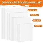 FIXWAL Canvas Boards for Painting 24pcs, with 8x10, 9x12, 11x14, 5x7 Canvases for Painting Art Paint Canvas Panels Gesso Primed Acid-Free Blank Canvas Boards Acrylics Oil Watercolor Paints