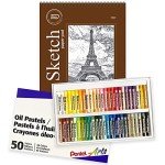 The Mega Deals Oil Pastels 50 Colors Soft oil Pastels, Oil Pastels for Artists and Kids, Oil Crayons and Oil Pastel Paper Pad 9"x12" Spiral Bound 30 Sheets, Oil Pastels Art Supplies