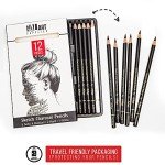 Galart Supplies Charcoal Drawing Set with Organizer Tray – 12 Pieces Soft, Medium, Hard and White Charcoal Pencils for Drawing, Shading and Sketching for Artists and Beginners