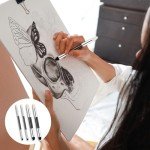 4pcs Artist Blending Sponge Pen Dual Tip Reusable Drawing Art Soft Oil Pastel Blending Tools Washable Sketch Rubbing Sponge Brush for Artist Professional Sketch Drawing Blending Lightening & Highlight