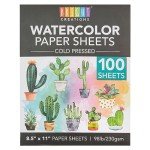 Bright Creations 100 Sheets Cold Press Watercolor Paper for Artists and Beginners - 8.5 x 11 in Pack, Paint Paper for Watercolor