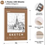 iBayam Sketch Book 9" x 12", Spiral Bound Sketchbook for Kids Teens Adults Artists Beginners, School Supplies Art Supplies,100 Sheets (68lb/100gsm) Premium Drawing Pad for Sketching Writing Painting