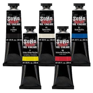 SoHo Urban Artist Oil Color Paint - Best Valued Oil Colors for Painting and Artists with Excellent Pigment Load for Brilliant Color - [Basic Set of 5-50 ml Tubes]
